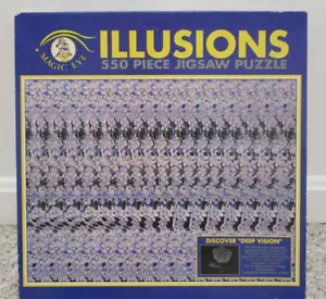 Vintage Magic Eye Illusions Purple Flower 550 Piece Puzzle 18”x24” 1993 SEALED - Picture 1 of 5