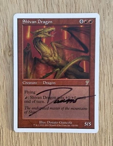 Vintage MTG Shivan Dragon 7° Edizione 218/350 Artista Firmato Donato Giancola NM - Foto 1 di 2