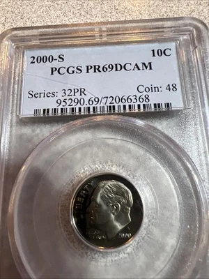 2000 S 10C Clad Roosevelt Dime Proof PCGS PR69DCAM - Image 1 of 2