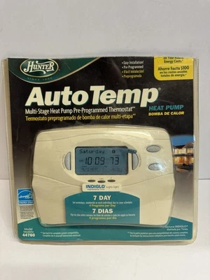 Hunter Auto Temp Pre-Programmed Thermostat 44760 Multi Stage Heat Pump - Image 1 of 4