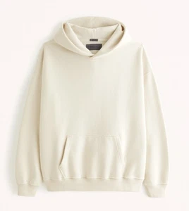 Abercrombie & Fitch Essential Popover Hoodie Cropped Men’s Large Cream - Picture 1 of 11