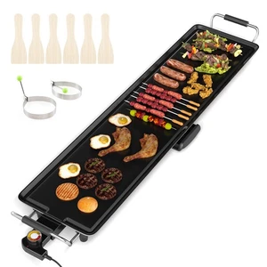 35" Extra Large Electric Griddle w/ Adjustable Temperature Thermostats Drip Tray - Picture 1 of 10