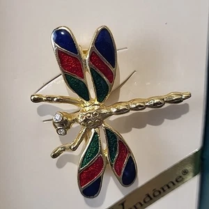 Vintage Women's Dragonfly Scatter Pin Vendome Enamel Gems Fashion Jewelry EUC - Picture 1 of 3