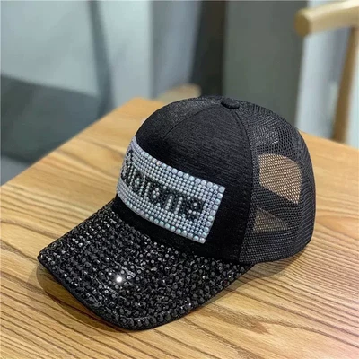 New Luxury Mesh Rhinestone Baseball Cap Snapback Hat Adjustable Unisex Fashion - Image 1 of 4