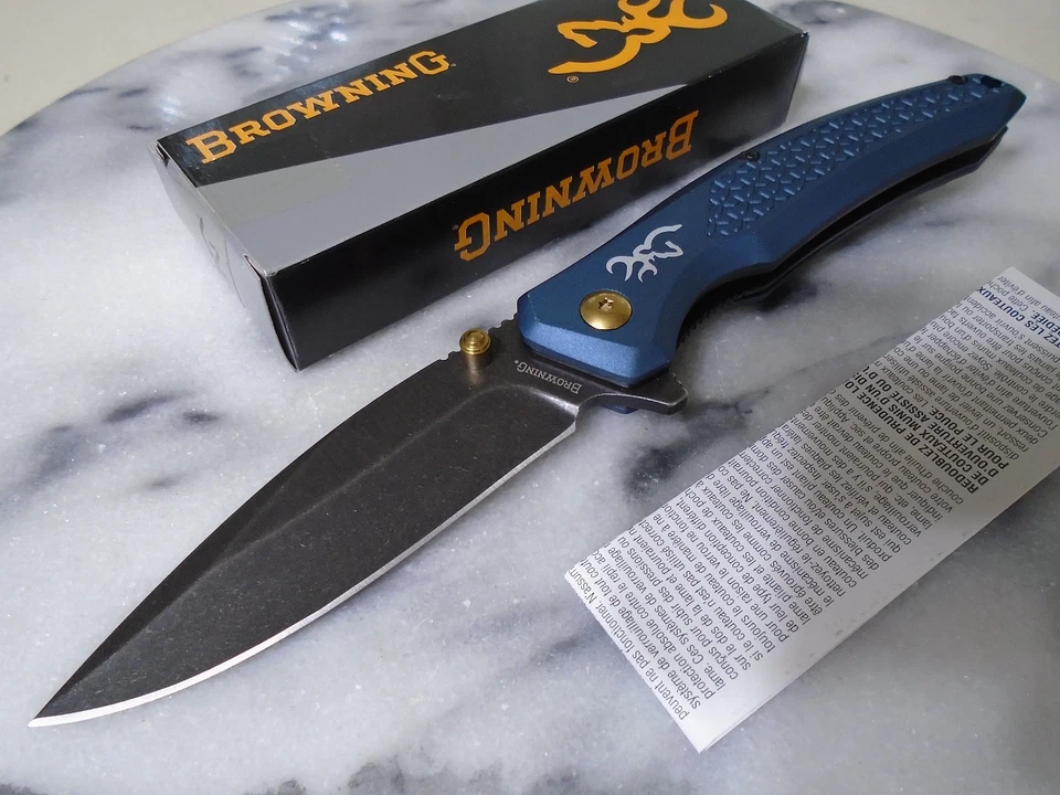 Navaja de Bolsillo Browning Rodamiento de Bolas Pivote BR0572B Carpeta Azul 7Cr17MoV Acero Nueva Foto 1 de 4