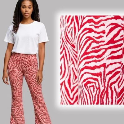 Trousers Flared High Waist Stretch Womens Animal Print TRENDYOL Red Size S - Image 1 of 4