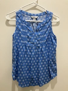 Croft & Barrow Blue And White Size PXS Rayon Sleeveless Shirt - Picture 1 of 6