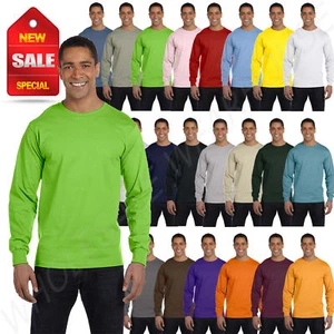 NEW Hanes 6.1 oz 100% Cotton Long-Sleeve Beefy-T S-3XL T-Shirt M-5186 - Picture 1 of 61