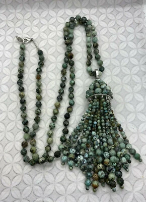 Colar longo pendurado KENDRA SCOTT SYLVIA africano turquesa com miçangas borla - Imagem 1 de 4