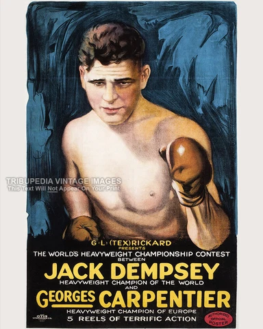 JACK DEMPSEY Heavyweight Championship Fight - Vintage 1921 Boxing Poster Art Cover