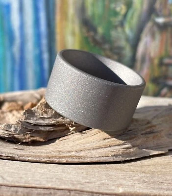 Big Wide Ring, Wedding Band, Sandblasted Titanium, Made to Order, 12mm Width - Image 1 of 4