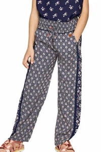 New Boho Floral Girls Moroccan Navy Blue Pepe Jeans Olivia £55 Trousers. 8 &10Y - Picture 1 of 9