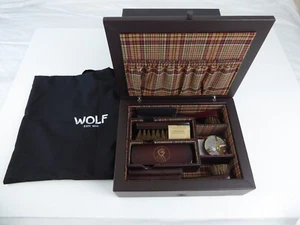 WOLF WM 800688 BROWN LEATHER SHOE SHINE SET RRP £300 - Picture 1 of 6