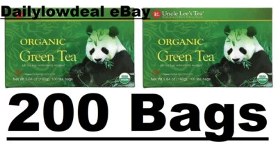 2 PACOTES de chá Uncle Lee's, chá verde orgânico, 100 saquinhos de chá cada - Imagem 1 de 4