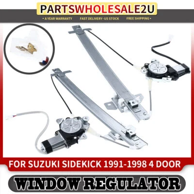 2x Reguladores de ventana traseros izquierda y derecha con motor para Suzuki Sidekick 1991-1998 4 puertas Foto 1 de 4