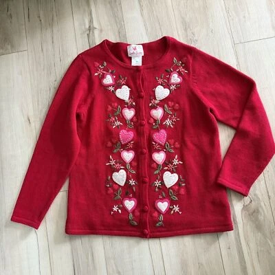 The Quacker Factory red hearts Cardigan sweater Size M - Image 1 of 4