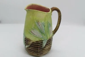 Great Majolica Milk Pitcher Wheat Pattern Possibly European - Late 19th Century - Picture 1 of 5