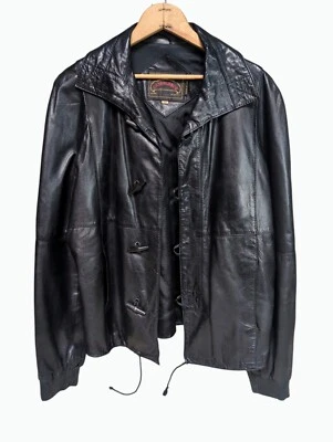 Chaqueta de bombardero de cuero negra vintage Casablanca con cierre de palanca para hombre MEDIANA Foto 1 de 4