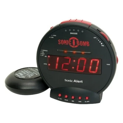 Sonic Alert Sonic Bomb SBB500ss Vibrating Alarm Clock | Black - Image 1 of 4