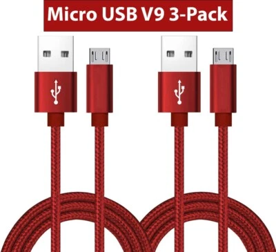 3 Pack Micro USB Fast Charger Data Sync Fabric Cable Cord For Samsung Android LG - Image 1 of 4