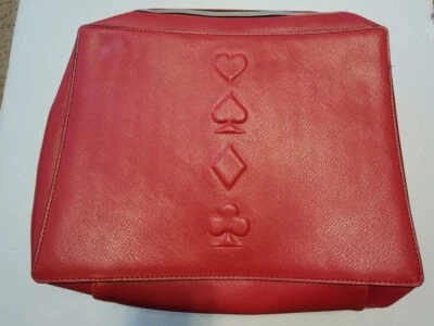 Bolso de Viaje Cosmético Estee Lauder Rojo Tarjeta de Juego Estuche de Tren Cuero Sintético Repujado Foto 1 de 4