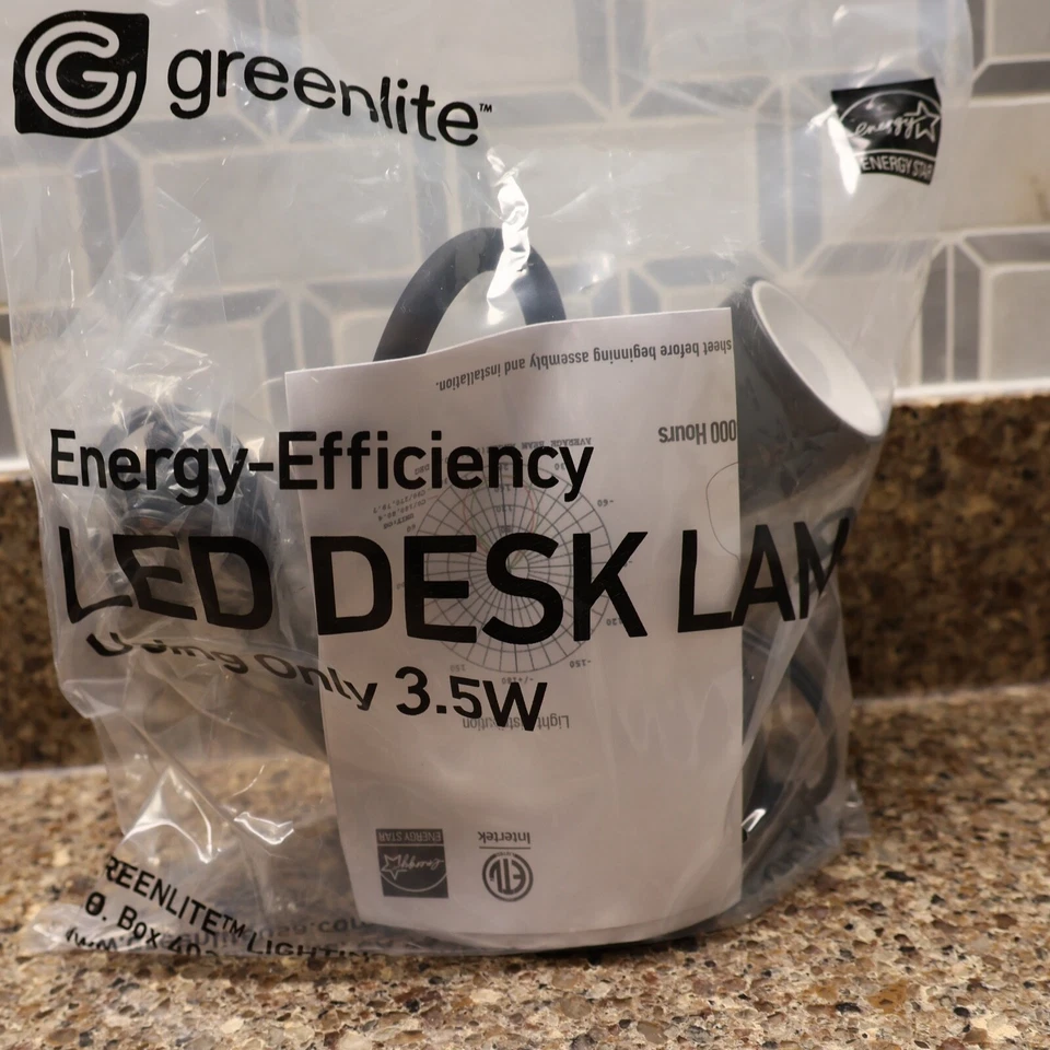 Greenlite LED Flexible Black Home Desk Lamp Energy Saving 3000k Bright White