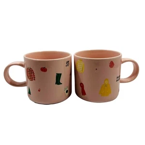 STARBUCKS Ban.do Pink Ceramic Mug 12oz Fall Sweater Weather Pair Of 2 Stay Cozy - Picture 1 of 9