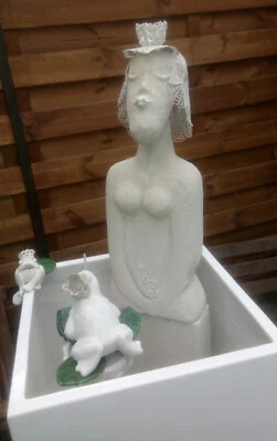 Brunnen Wasserfall Springbrunnen Gartenbrunnen Unikat Weiß/Grau Zierbrunnen - Bild 1 von 4