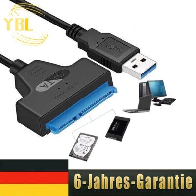 USB 3.0 auf zu SATA Adapter Kabel 22 Pin Für 2,5" Festplatte PC Laptop HDD SSD - Bild 1 von 4