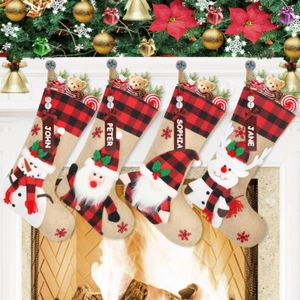 Personalized Christmas Stockings 4 Pack with Name Tags: 18'' Large Custom Family - Picture 1 of 12