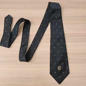 Polka Dot Tie Mens Navy RALPH LAUREN RLL crest Logo Rib Twill Ivy Prep Academia - Picture 1 of 11