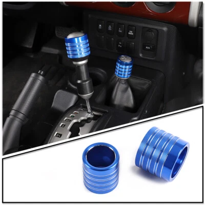 2PCS Blue Aluminum Alloy Shift Head Sleeve Trim For Toyota FJ Cruiser 2007-2021 - Image 1 of 4