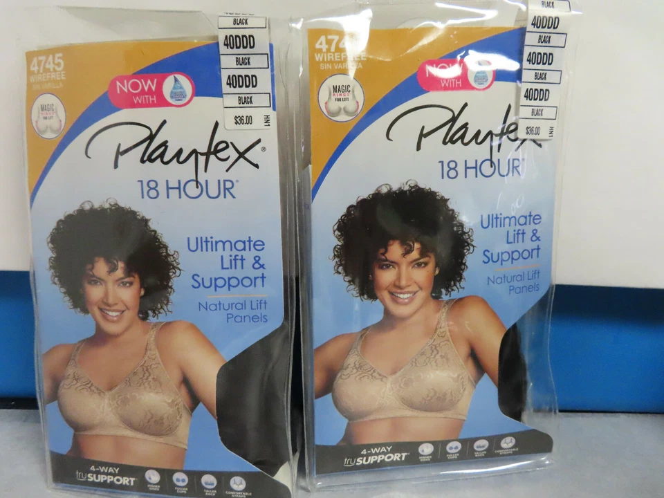 Playtex Women's 18-Hour Ultimate Lift and Support Wire- Black Size 40DDD F