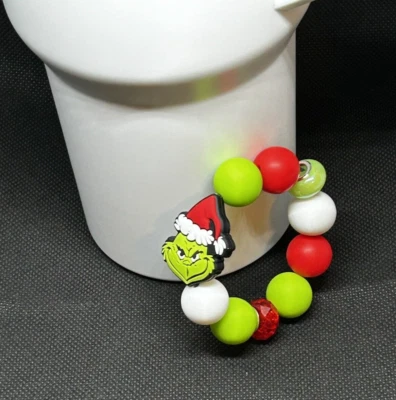 Bolso de Navidad con mango de vaso inspirado en el Grinch colgante hecho a mano nuevo Foto 1 de 4