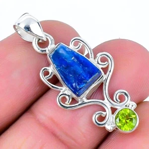Blue Kyanite Stone Solid Sterling Silver Wife Engagement Wedding Pendant Jewelry - Picture 1 of 8