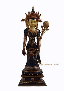 Tibetan 25.25" Padmapani Lokeshvara Statue Oxidized Copper Alloy Patan, Nepal - Imagen 1 de 4