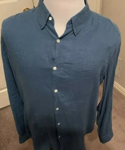 Camisa Theory Azul Cambray Lino Talla XL - Imagen 1 de 12
