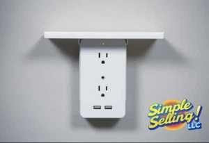 Sharper Image Socket Shelf Cordless Wall 6-Outlet Extender - White - Picture 1 of 11