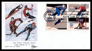 US FDC # 1795-1798a 15c Winter Olympics block Gill   1980, 9p6624 - Picture 1 of 1