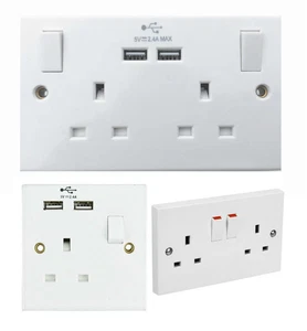 Enchufe conmutado Reino Unido enchufe luz enchufe de pared eléctrico 13 amperios - Imagen 1 de 37