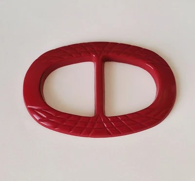 Anillo bufanda hebilla deslizante de plástico duro rojo vintage con diseño estilo Sunburst 3"  Foto 1 de 3