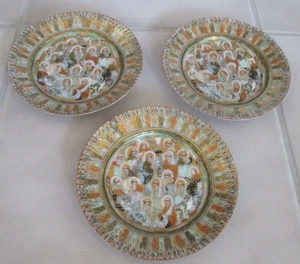 3 Antique Shuzan Satsuma Japanese 5 3/4" Plates Ornate Gold Signed Set of 3 - Picture 1 of 7