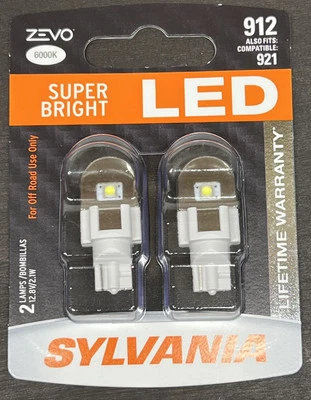 Sylvania Zevo Super Bright White 912 (921) Fin LED 12v  2.1W - 2 BRAND NEW Bulbs - Image 1 of 4