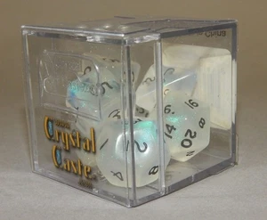 NIB Crystal Caste 7pc polyhedral dice set oop Moonstone Indigo - Picture 1 of 3