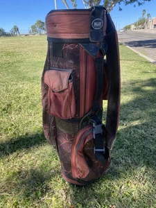 Vintage Ron Miller Pro Golf Bag 4 Way Divider Black Red Orange Splatter Nylon - Picture 1 of 10