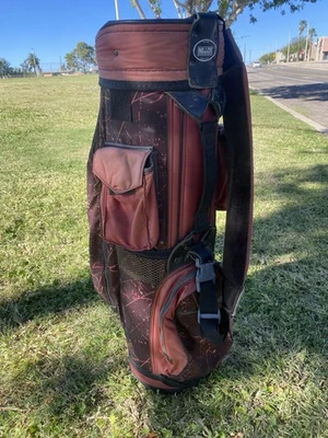 Vintage Ron Miller Pro Golf Bag 4 Way Divider Black Red Orange Splatter Nylon - Image 1 of 4