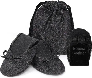 Silky Toes Foldable Flats Women Size XL US 9 Sparkly Glitter Ballet Slippers NEW - Picture 1 of 7