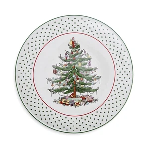 Christmas Tree Polka Dot Cake Plate - 11" Cookie, Cupcake, Dessert Serving Pl... - Bild 1 von 7