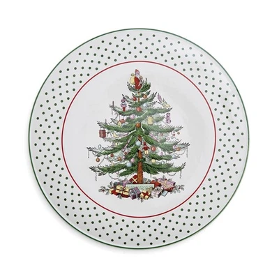Christmas Tree Polka Dot Cake Plate - 11" Cookie, Cupcake, Dessert Serving Pl... - Image 1 of 4