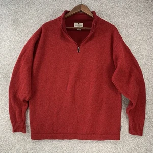 Woolrich Sweater Mens L Ruby Heather Knit 1/4 Zip Pullover Wool Outdoor Warm - Picture 1 of 4